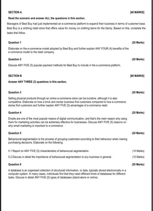 Solved SECTION A [40 MARKS] Read the scenario and answer ALL | Chegg.com