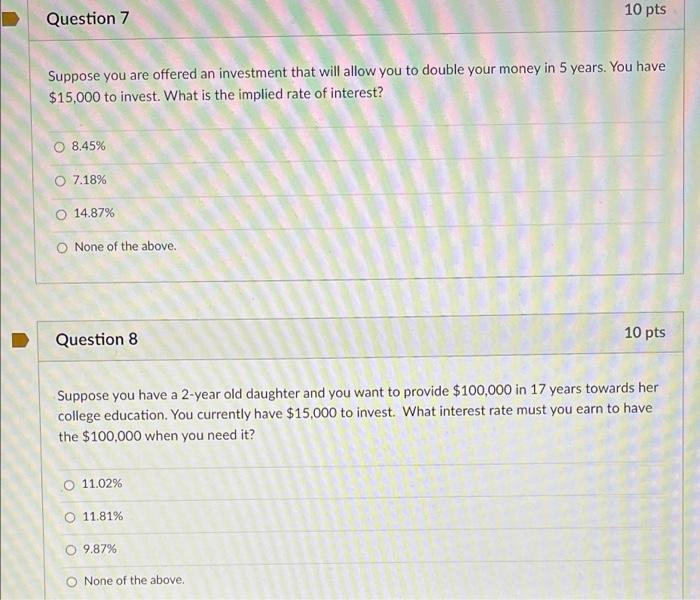 Solved Question 5 10 pts You want to begin saving for your | Chegg.com