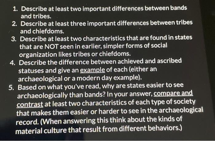 Solved 1. Describe at least two important differences | Chegg.com