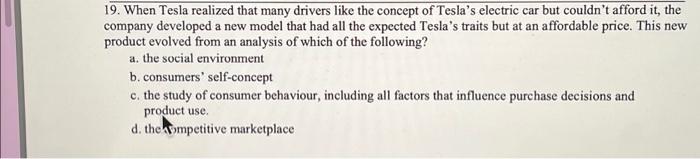 Solved When Tesla realized that many drivers like the | Chegg.com