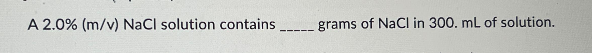 what is value of v for nacl solution