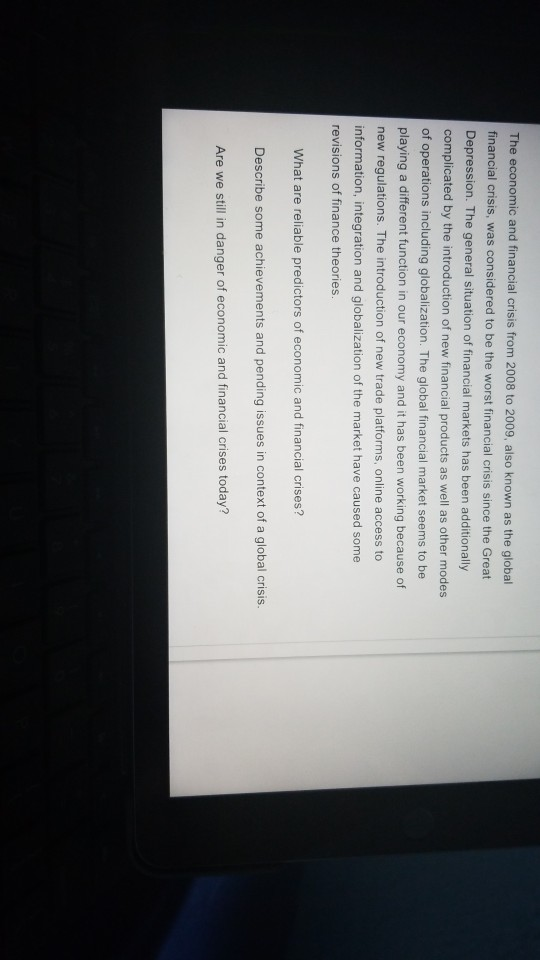 Solved The Economic And Financial Crisis From 2008 To 2009 Chegg Solved The Economic And Financial Crisis From 2008 To 2009 Chegg
