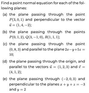 Solved Find a point normal equation for each of the fol- | Chegg.com