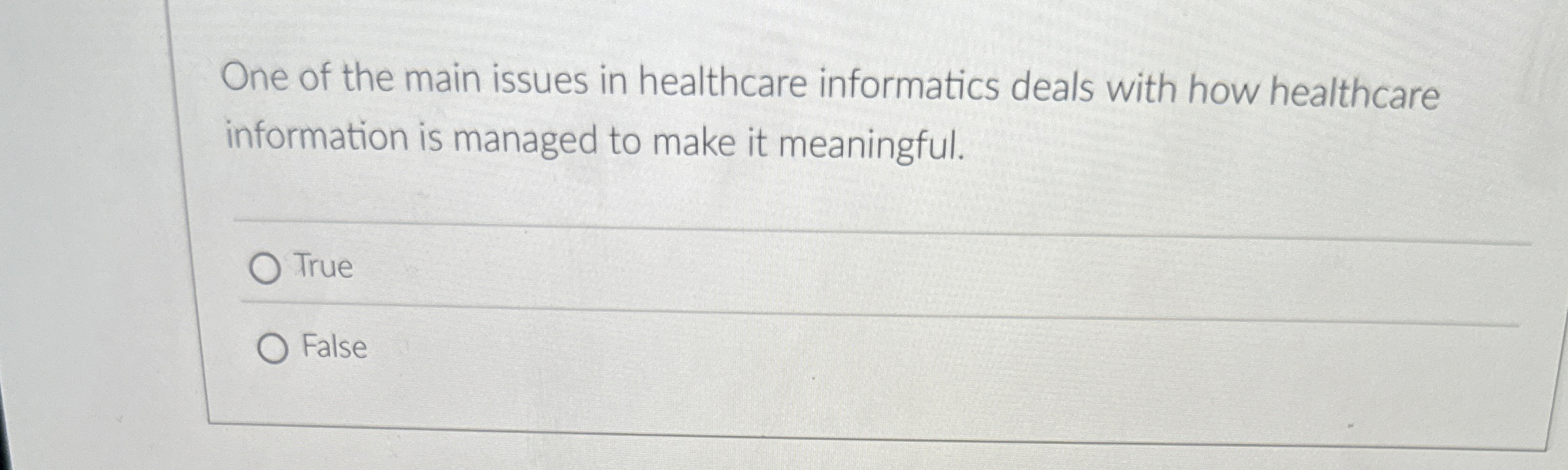 Solved One of the main issues in healthcare informatics | Chegg.com