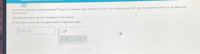 Solved An organic chemistry student prepared 73.8 mL of a | Chegg.com