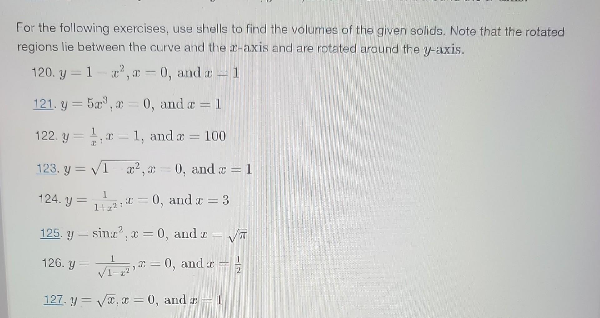 Solved For the following exercises, use shells to find the | Chegg.com