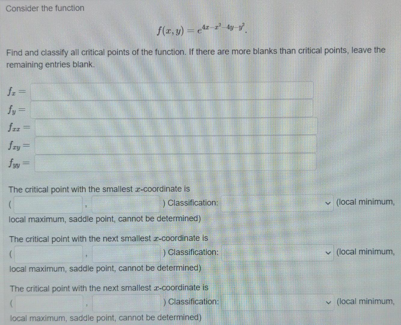 Solved Consider The Function F X Y E4x−x2−4y−y2 Find And