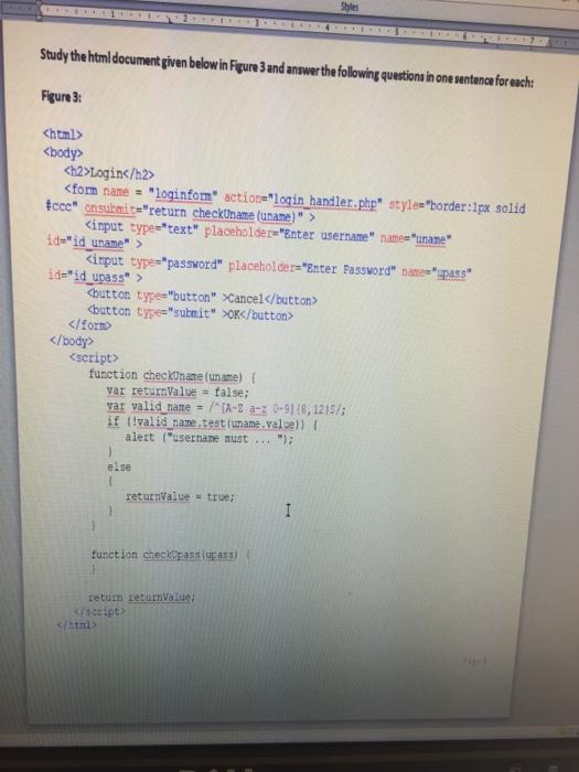 Solved Shes Study the html document given below in Figure 3 | Chegg.com