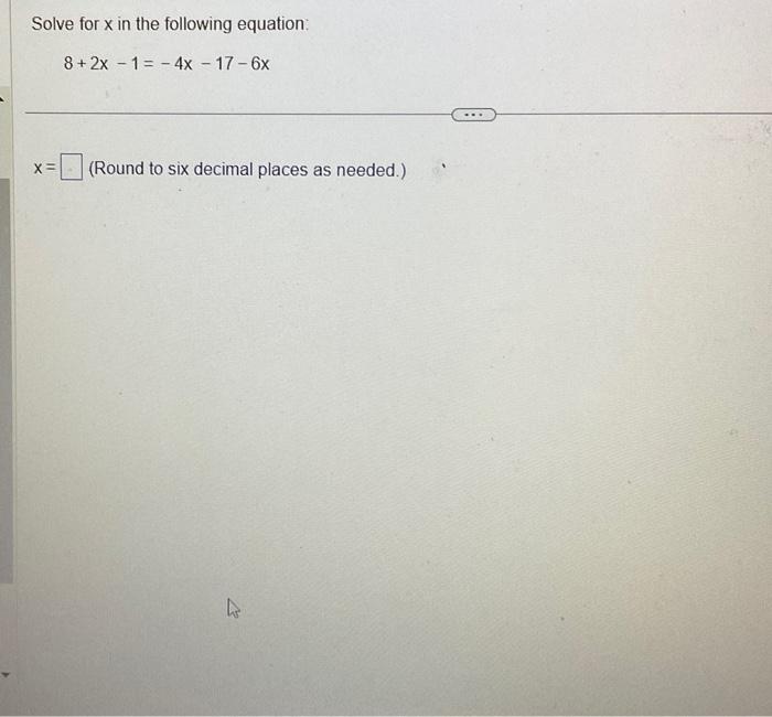 Solved Solve for x in the following equation. −9x=52+4x x= | Chegg.com