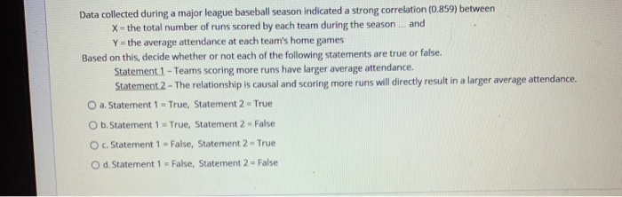 Solved Data collected during a major league baseball season | Chegg.com