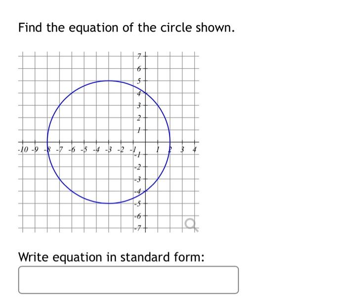 Solved Find the equation of the circle shown. Write equation | Chegg.com