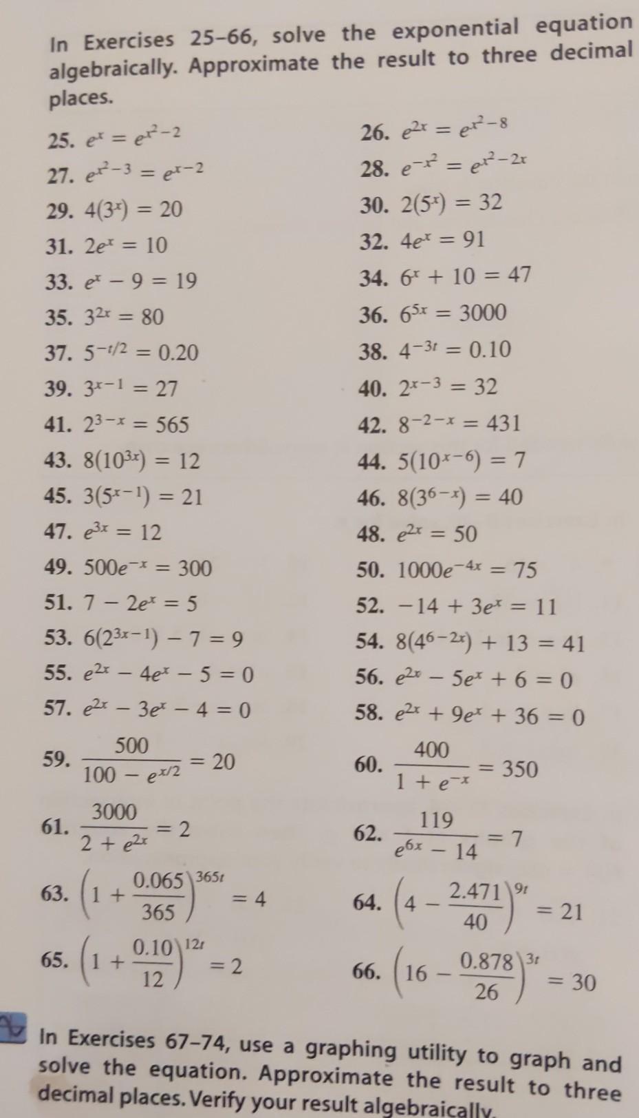 Solved In Exercises 25-66, solve the exponential equation | Chegg.com