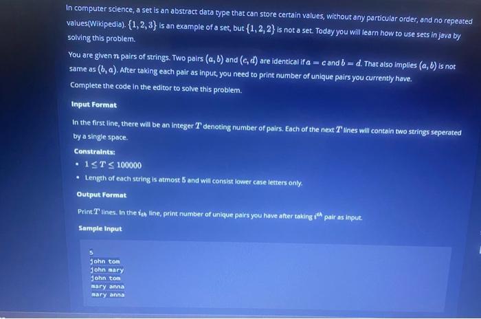 Solved In computer science, a set is an abstract data type | Chegg.com
