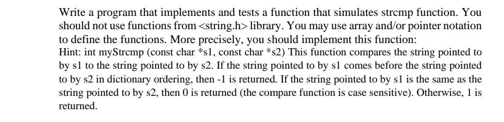 Solved Write a program that implements and tests a function | Chegg.com