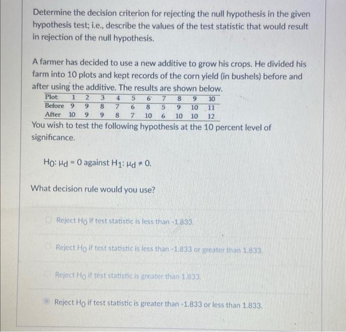 hypothesis test problem definition