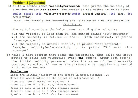 Solved Problem 4 (30 points) a) Write a method named | Chegg.com