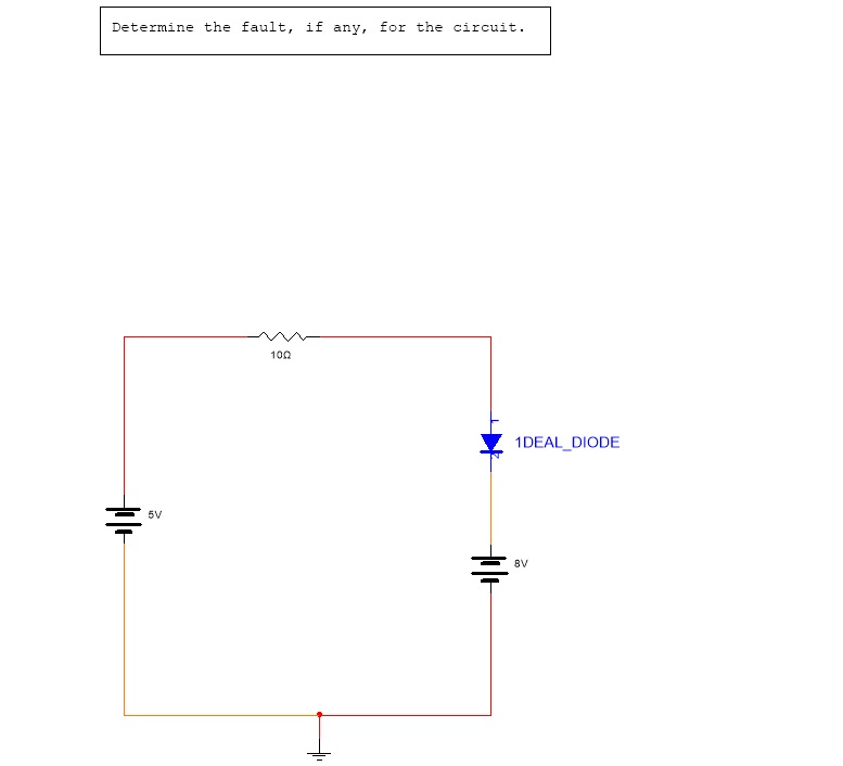 Solved Determine the fault, if any, for the circuit. | Chegg.com