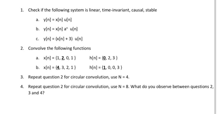 Solved 1 Check If The Following System Is Linear Time I Chegg Com