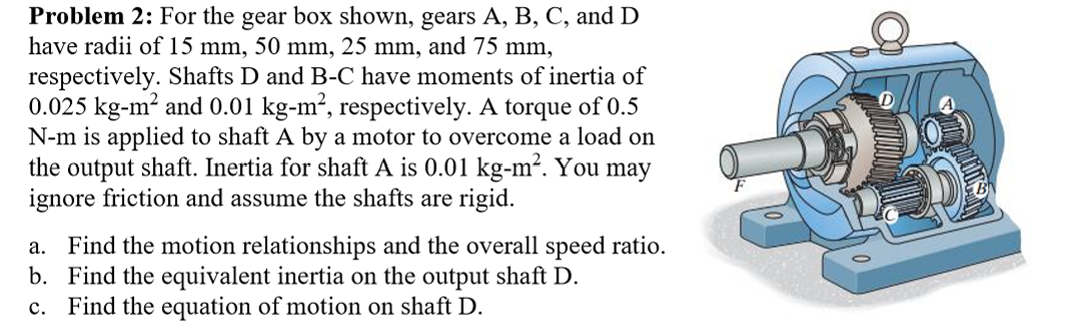 Geaer Box Rotation Test Solved Problem 2: For the gear box shown, gears A, B, C, | Chegg.com