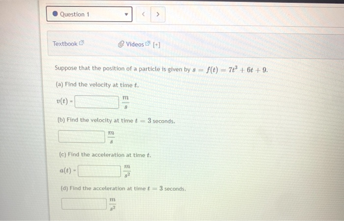 Solved Question 1 > Textbook Videos Suppose that the | Chegg.com