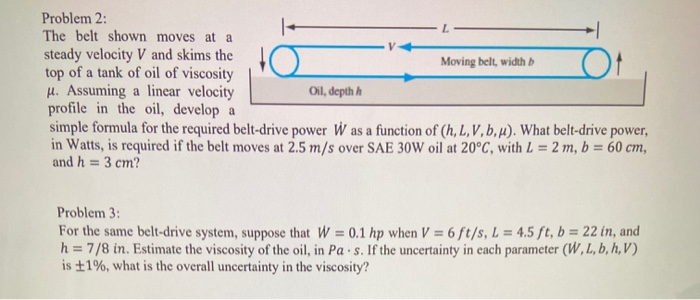 Solved Problem 2 The Belt Shown Moves At A L Steady Vel Chegg Com