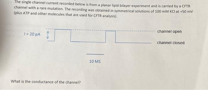 The single channel current recorded below is from a | Chegg.com