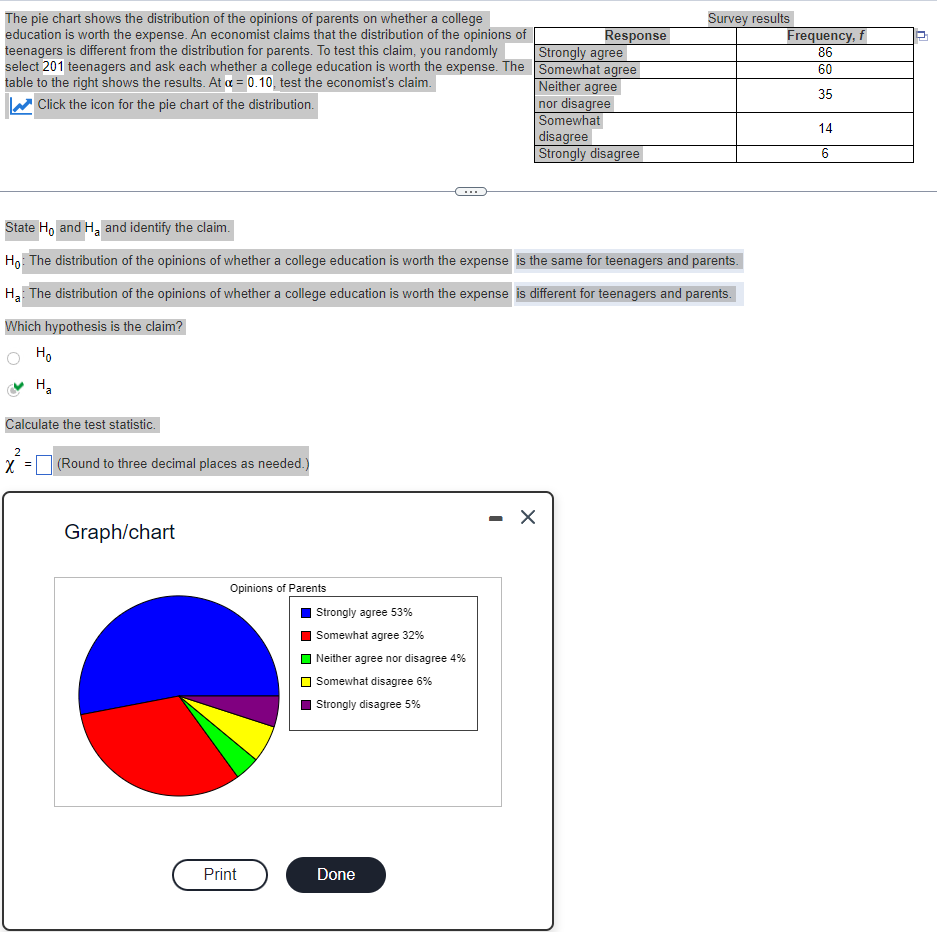 Solved The pie chart shows the distribution of the opinions | Chegg.com
