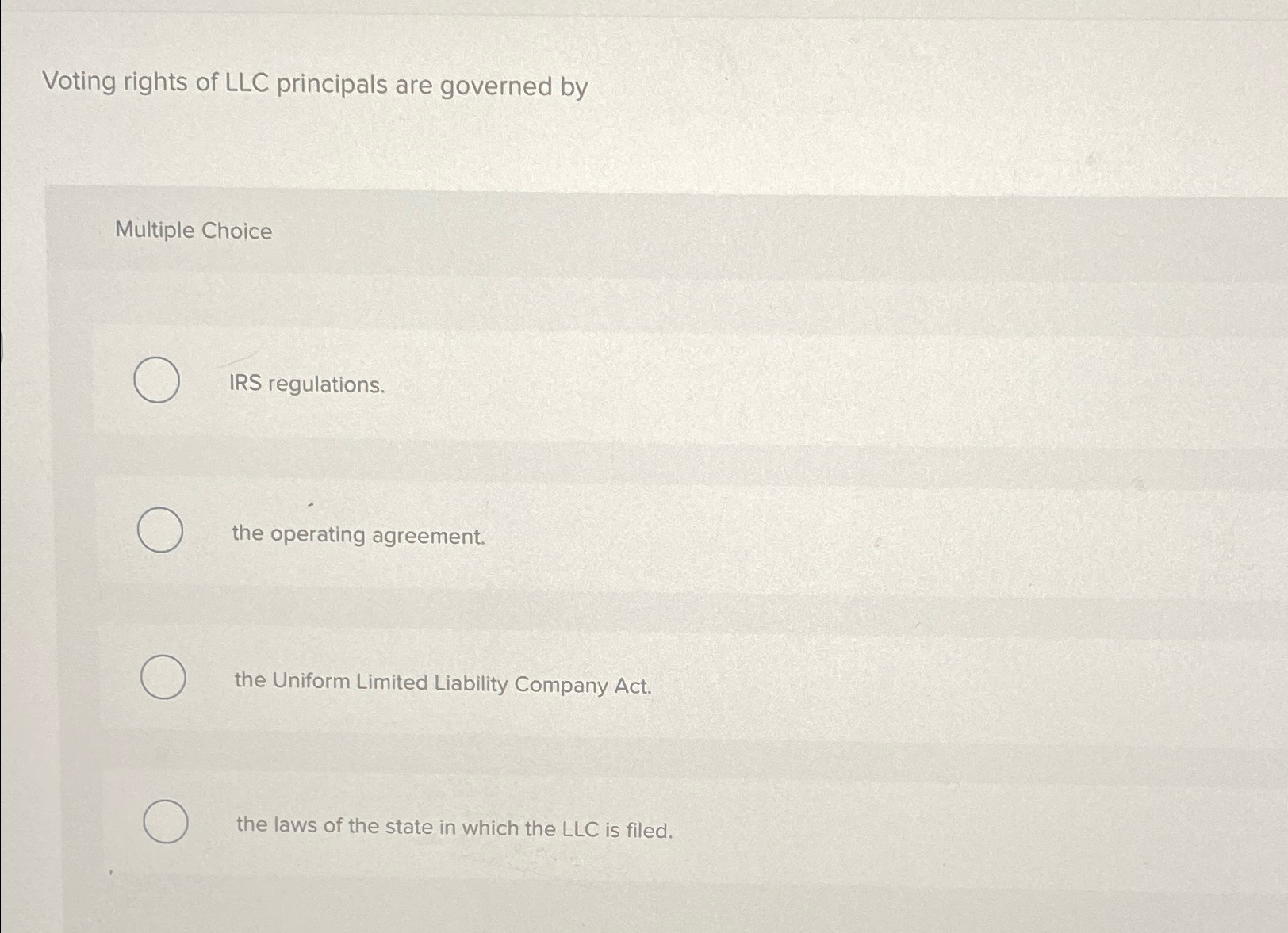 Solved Voting rights of LLC principals are governed | Chegg.com