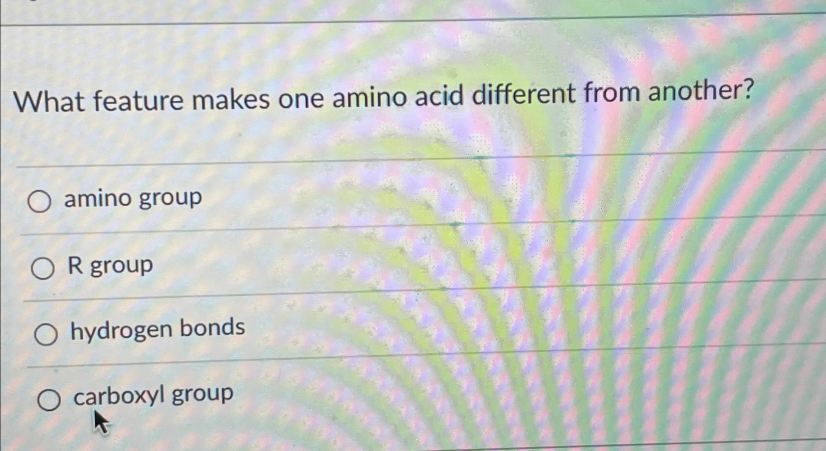 Solved What feature makes one amino acid different from