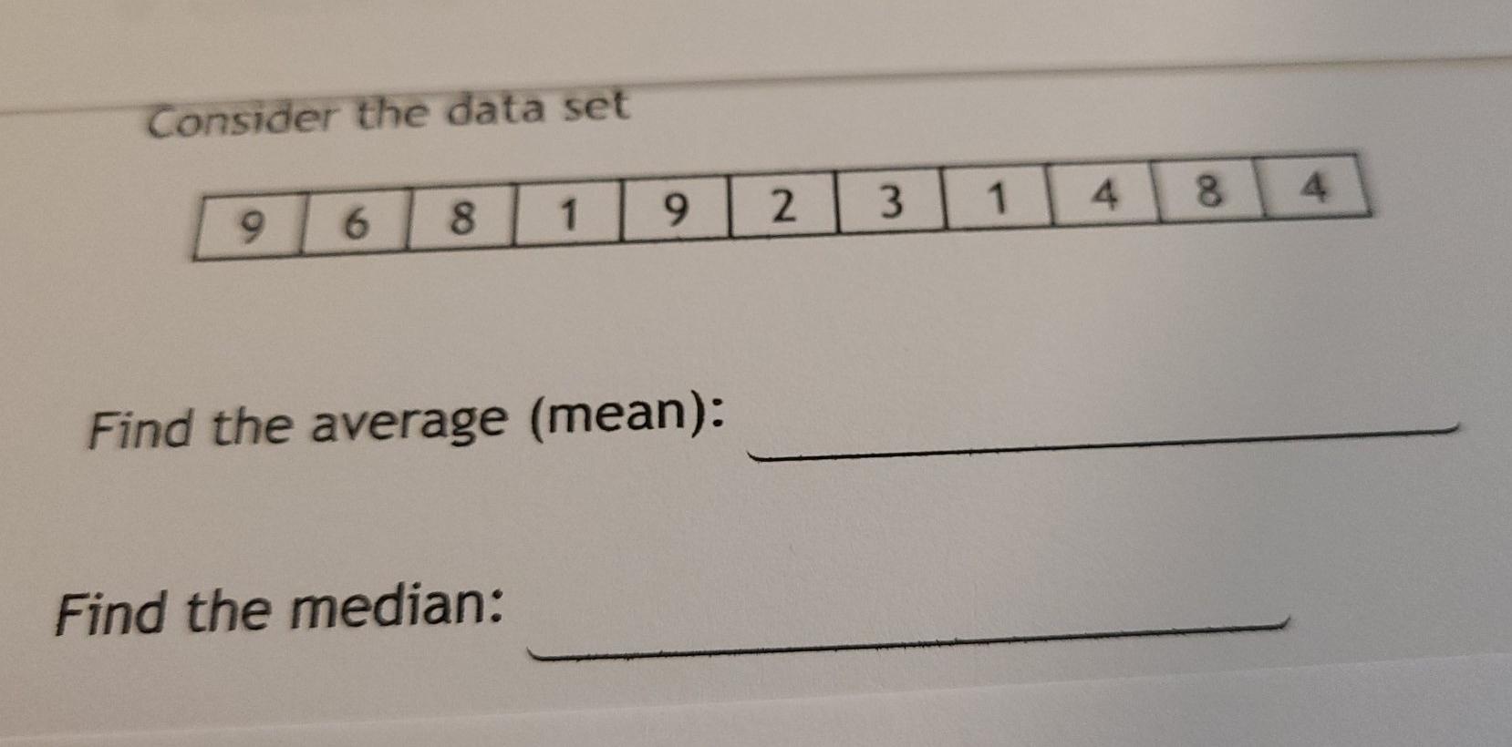 find the mean of 8 4 1 3 5 9 graphically