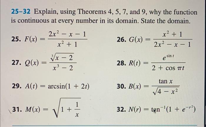 25 32 Explain Using Theorems 4 5 7 And 9 Why The 1438