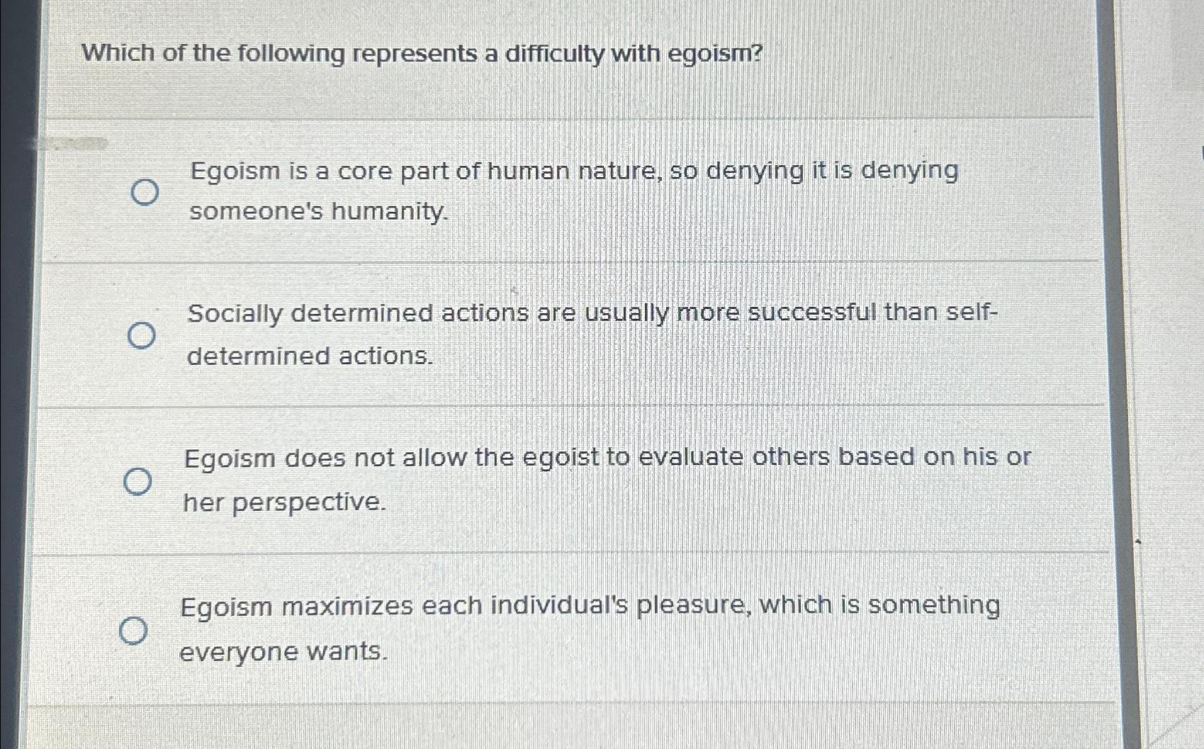 Solved Which of the following represents a difficulty with | Chegg.com