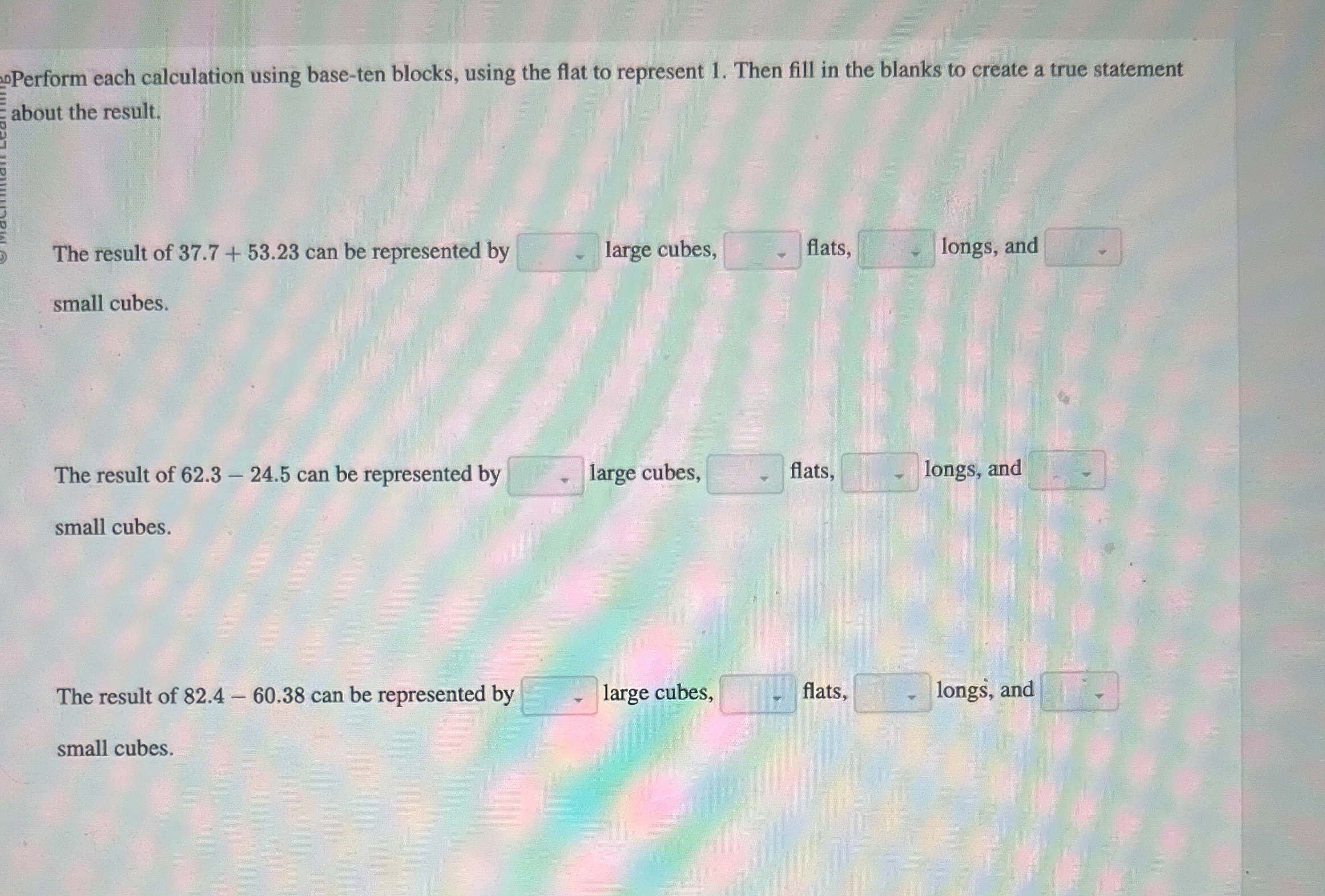 Solved Perform each calculation using base-ten blocks, using | Chegg.com
