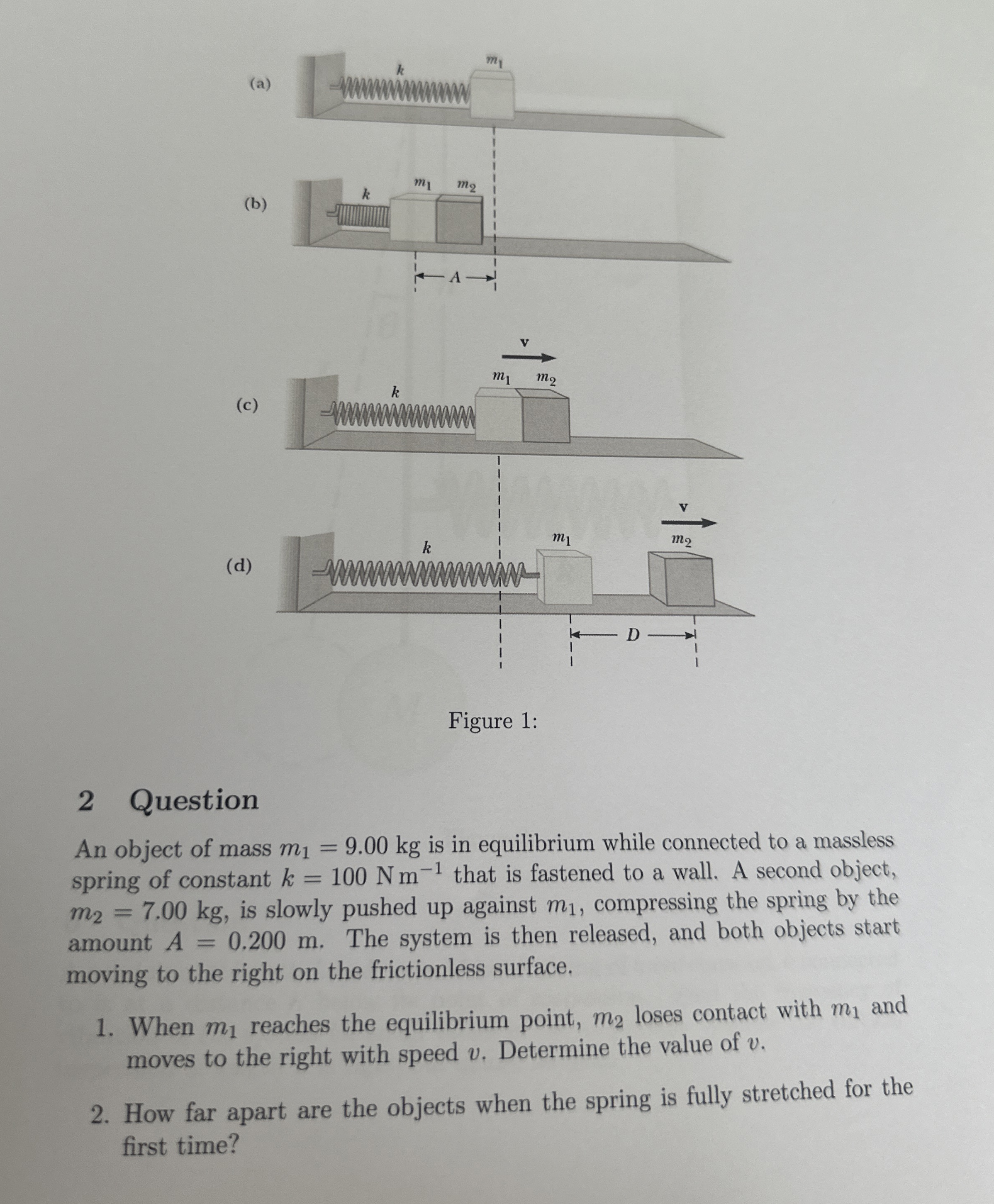 Solved (c)(d)Figure 1:2 ﻿QuestionAn object of mass m1=9.00kg | Chegg.com