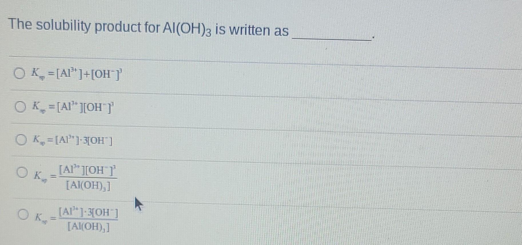 ka of al oh 3