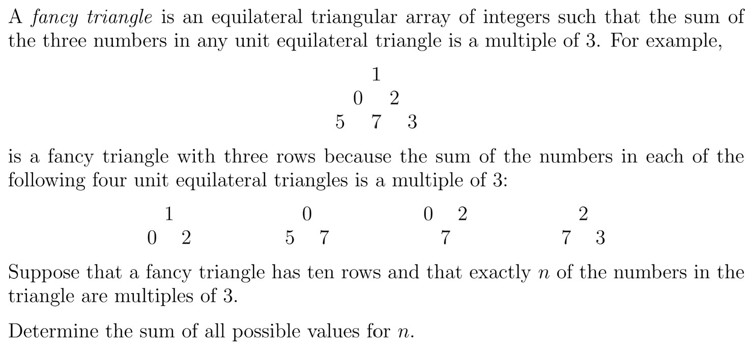A fancy triangle is an equilateral triangular array | Chegg.com