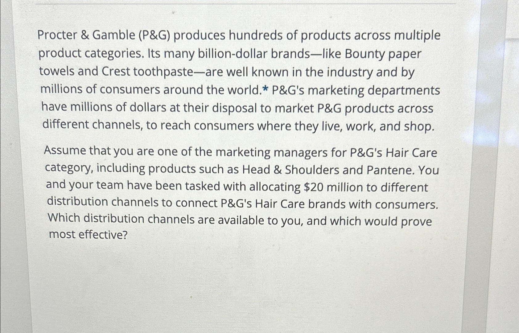 Solved Procter & Gamble (P&G) ﻿produces Hundreds Of Products | Chegg.com