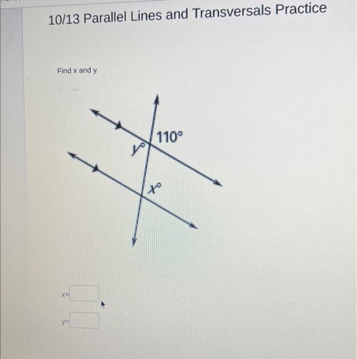 Solved 10/13 Parallel Lines and Transversals Practice Find x | Chegg.com