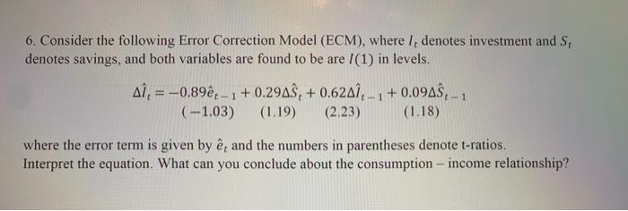 Solved 6. Consider the following Error Correction Model | Chegg.com