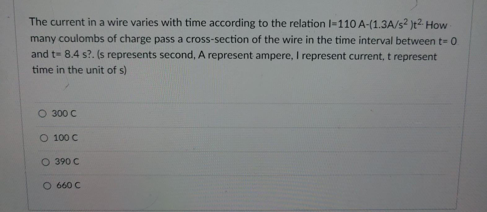 Solved The current in a wire varies with time according to | Chegg.com