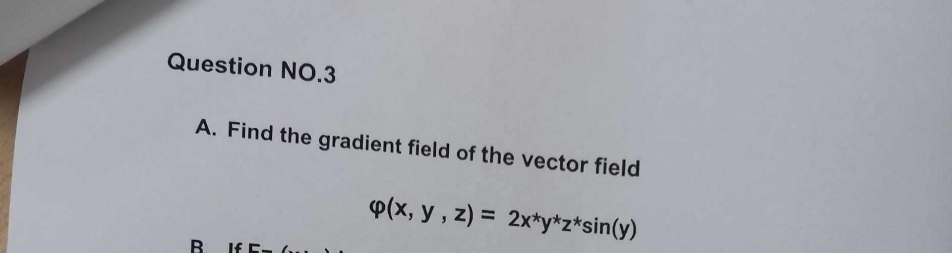 Solved A. Find the gradient field of the vector field | Chegg.com