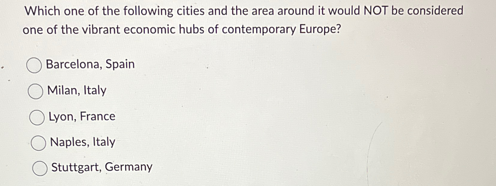 Solved Which one of the following cities and the area around | Chegg.com