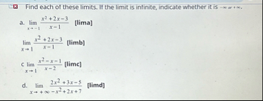 Solved 8 ﻿Find each of these limits. ﻿If the limit is | Chegg.com