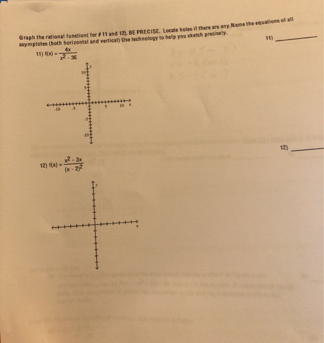 Solved Graph The Rational Function For 11 And 12 Be