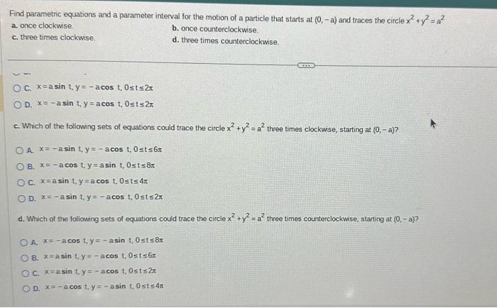 Solved Find parametric equations and a parameter interval | Chegg.com