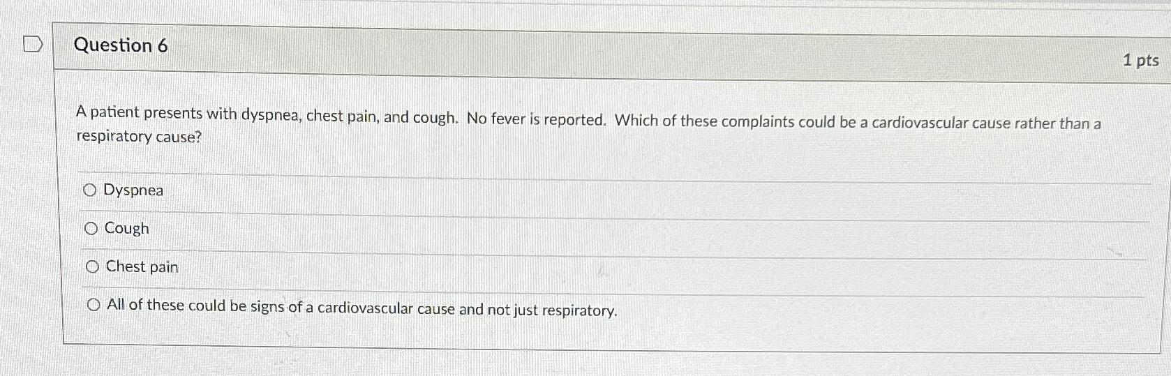 Solved question 61 ﻿ptsa patient presents with dyspnea, | chegg.com