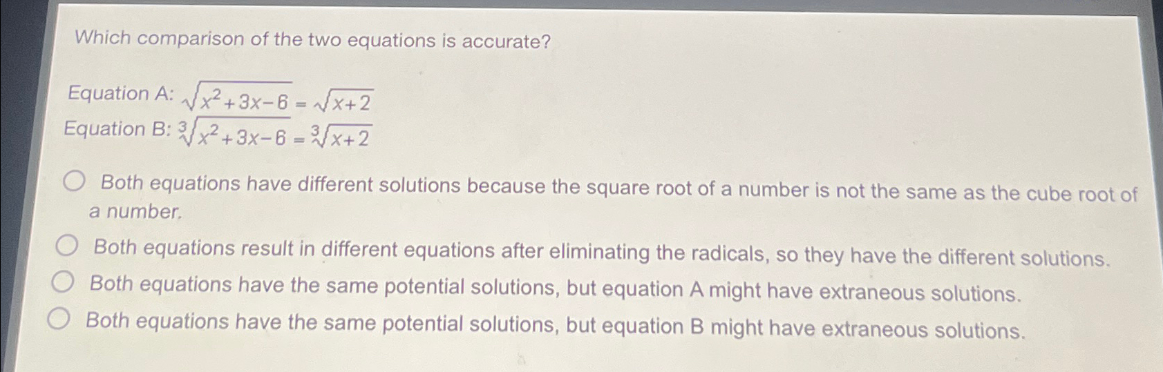 Solved Which comparison of the two equations is | Chegg.com