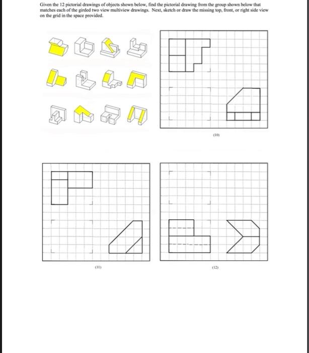 Solved Given the 12 pictorial drawings of objects shown | Chegg.com