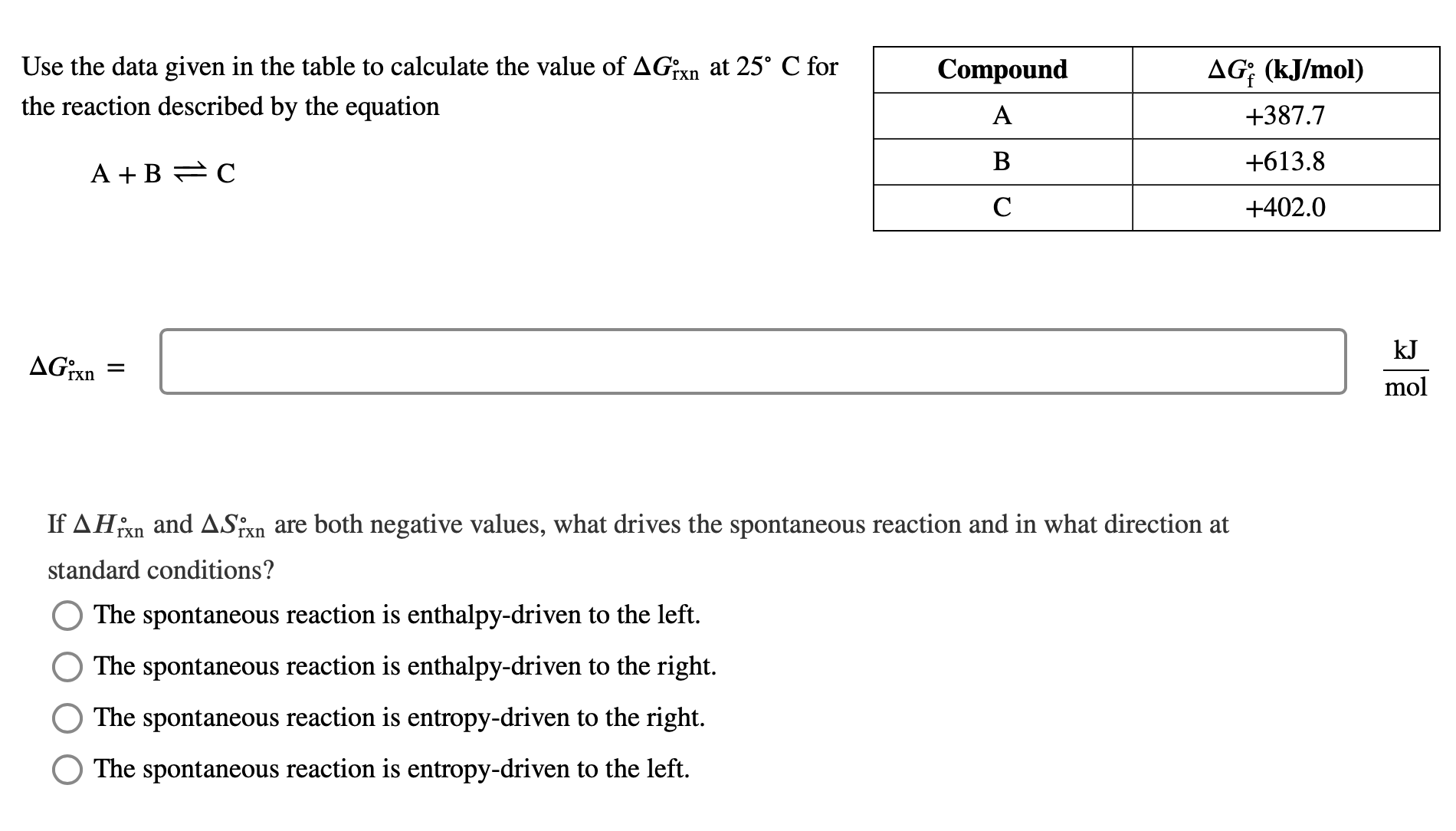 Delta's Rxn Chart Solved by an EXPERT If ΔHrxn° and ΔSrxn° are both positive values ...
