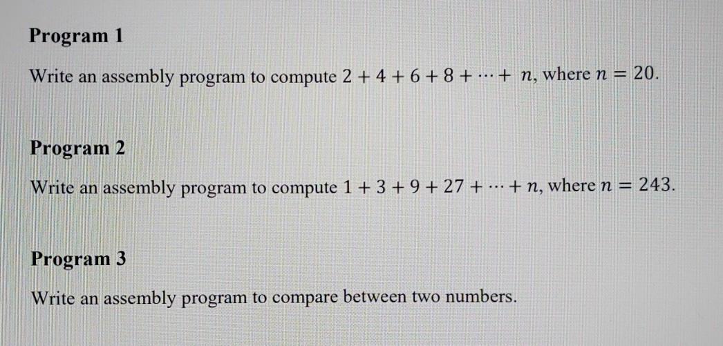 Solved Program 1 Write an assembly program to compute 2 + 4 | Chegg.com